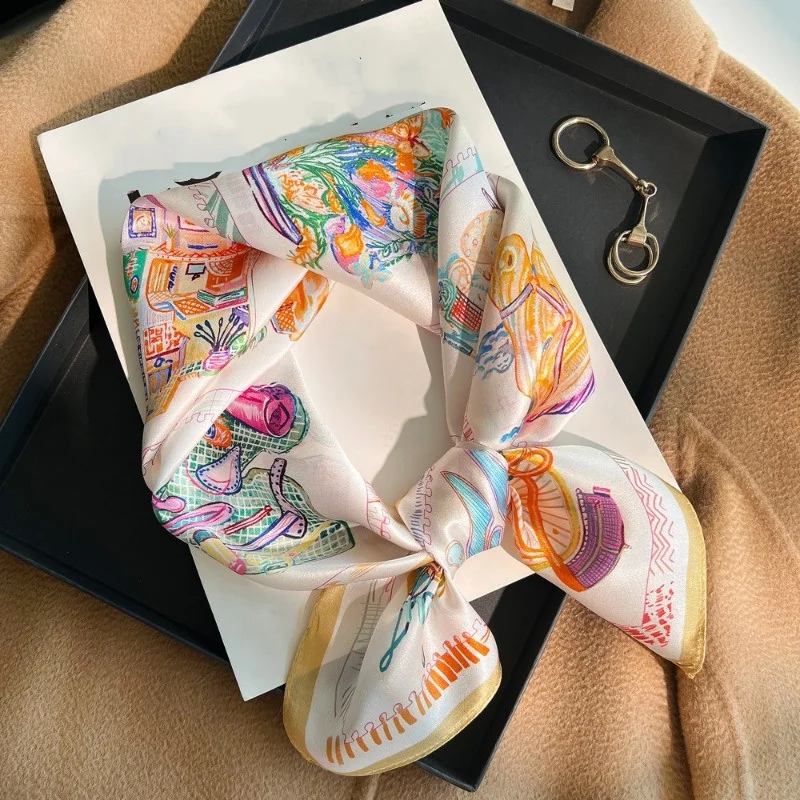 Women'S Yellow Accessories - Luxury Soft Silk Feel Square Scarf