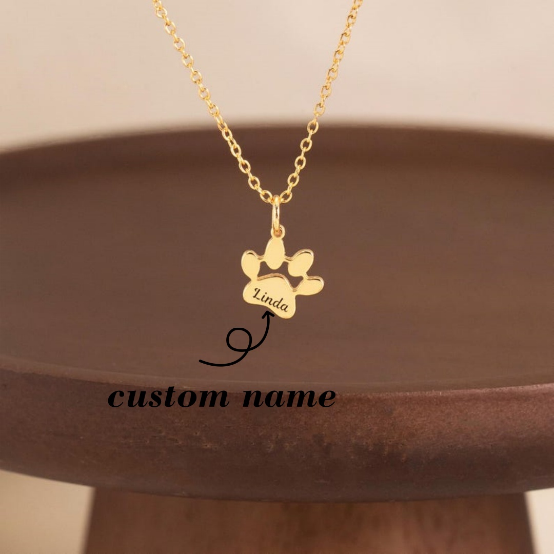 Women Accessories Gift Box - Custom Name Necklace Personalized Paw Necklace