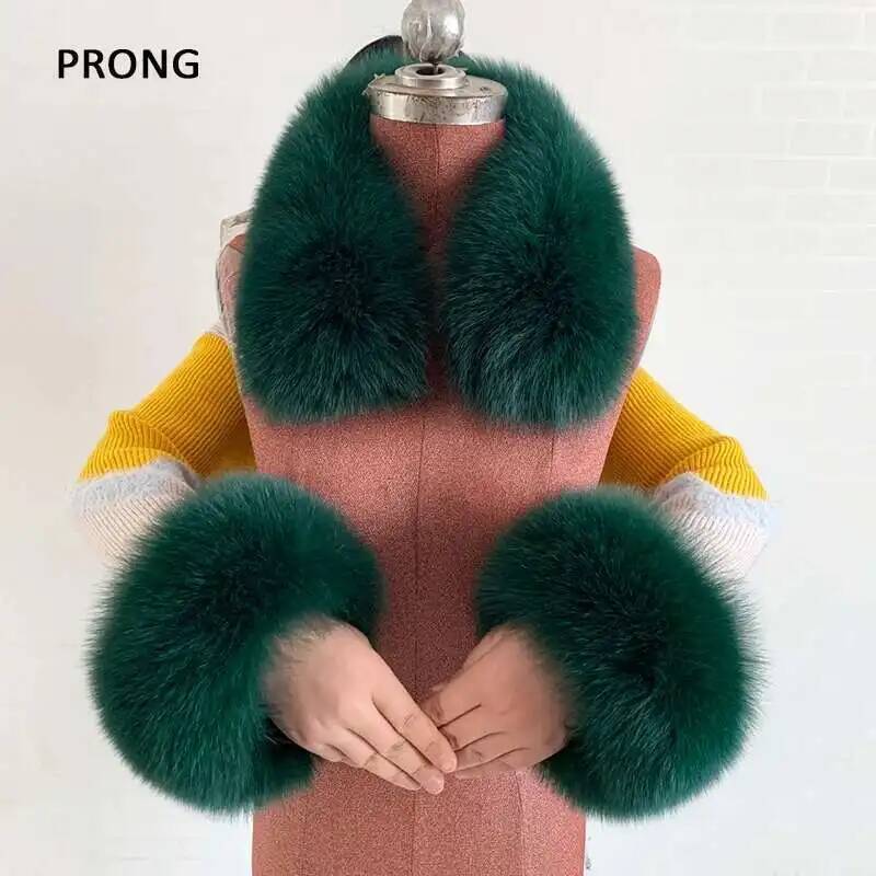 Women'S Winter Accessories Set - Winter Real Fur Collar And Cuffs