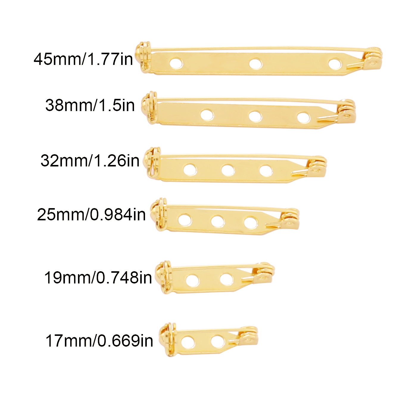 10pcs 17-45mm Brooch Clip Base - огляд і ціна Brooch Pin Gold
