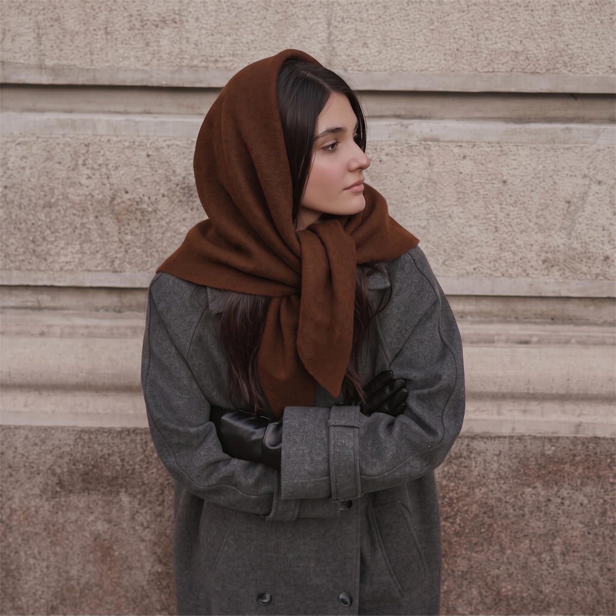 Warm Knit Triangle Wrap Shawl  - огляд і ціна Women'S Winter Accessories Set