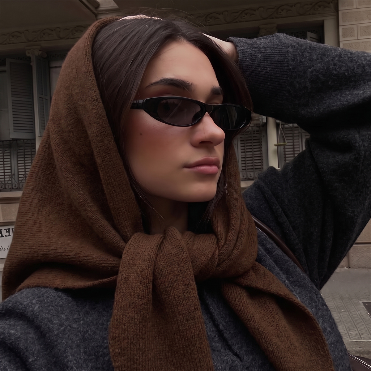 Warm Knit Triangle Wrap Shawl  - огляд і ціна Women'S Winter Accessories Set