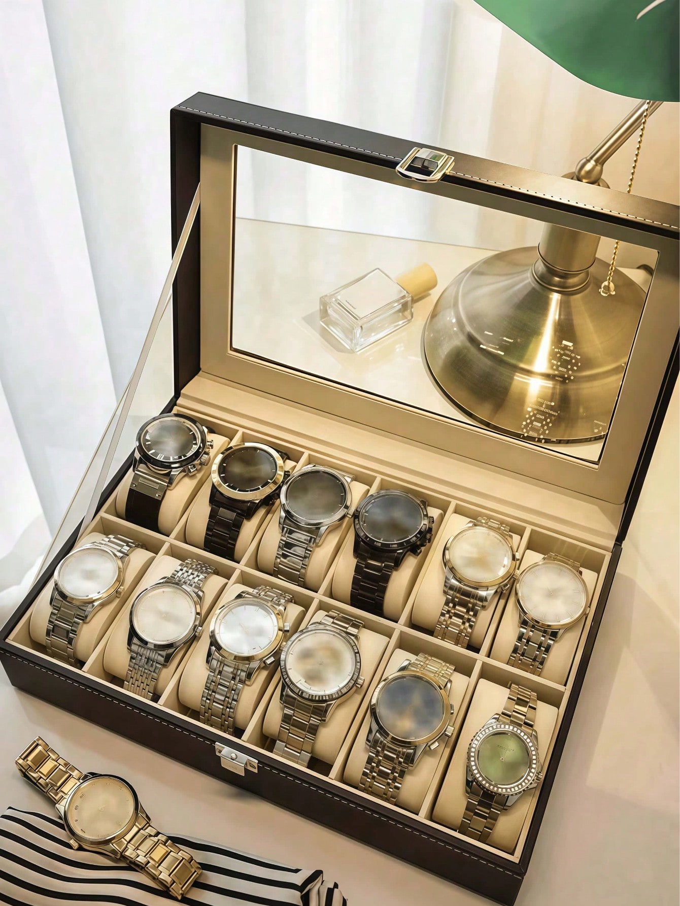 Leather Watch Box with Lock, L - огляд і ціна Women Accessories Gift Box