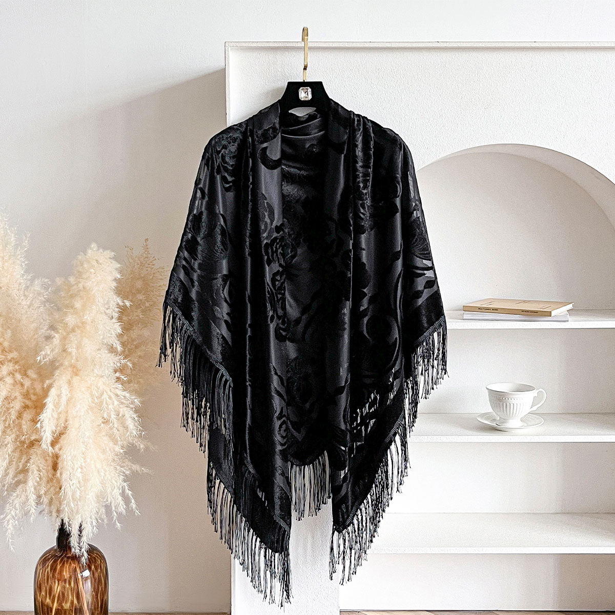 Retro Velvet Tassel Scarf Flor - огляд і ціна Women'S Winter Accessories Set