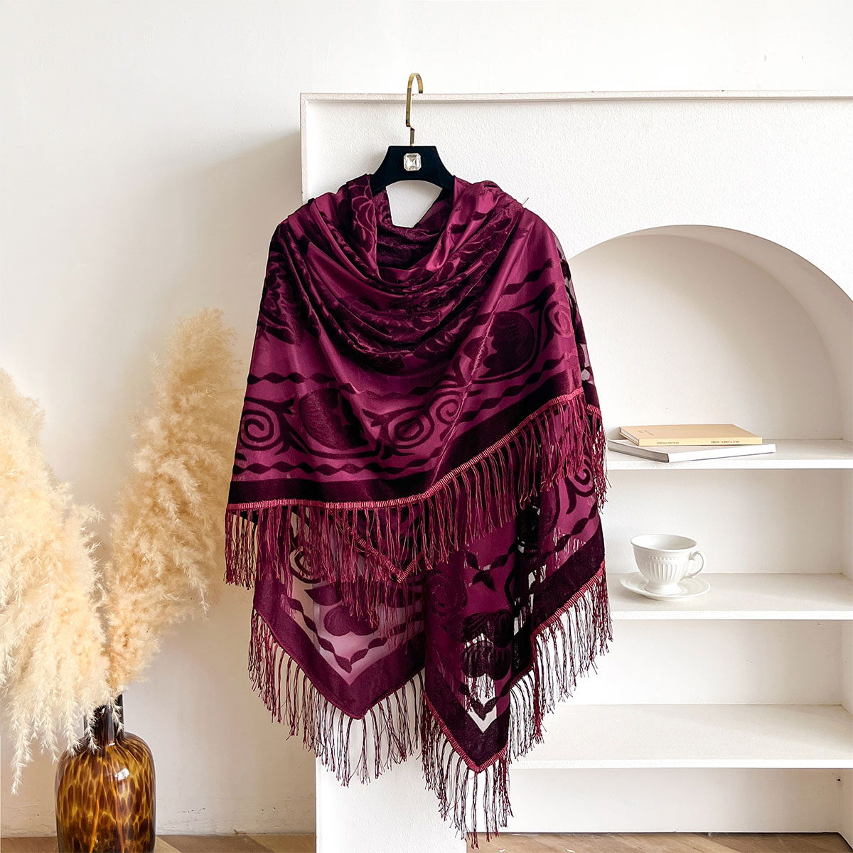 Retro Velvet Tassel Scarf Flor - огляд і ціна Women'S Winter Accessories Set
